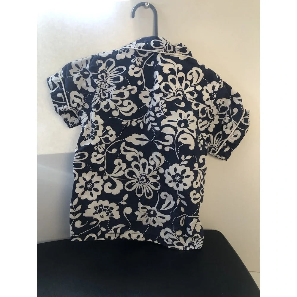 Baby Gap‎ Toddler Boys 18–24M Navy Cotton Hawaiian Aloha Button Shirt